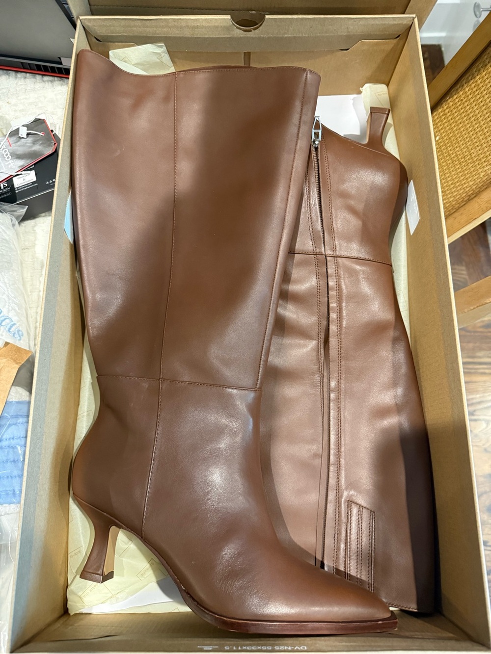 Dolce Vita Brown Leather Mid-Calf Heeled Boots